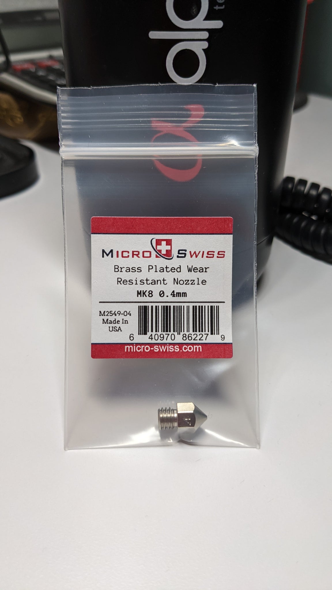 Micro Swiss MK8 Brass Plated Wear Resistant Nozzle 0.4mm