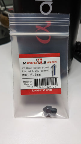 Micro Swiss MK8 Plated M2 Hardened High Speed Steal Nozzle 0.4mm